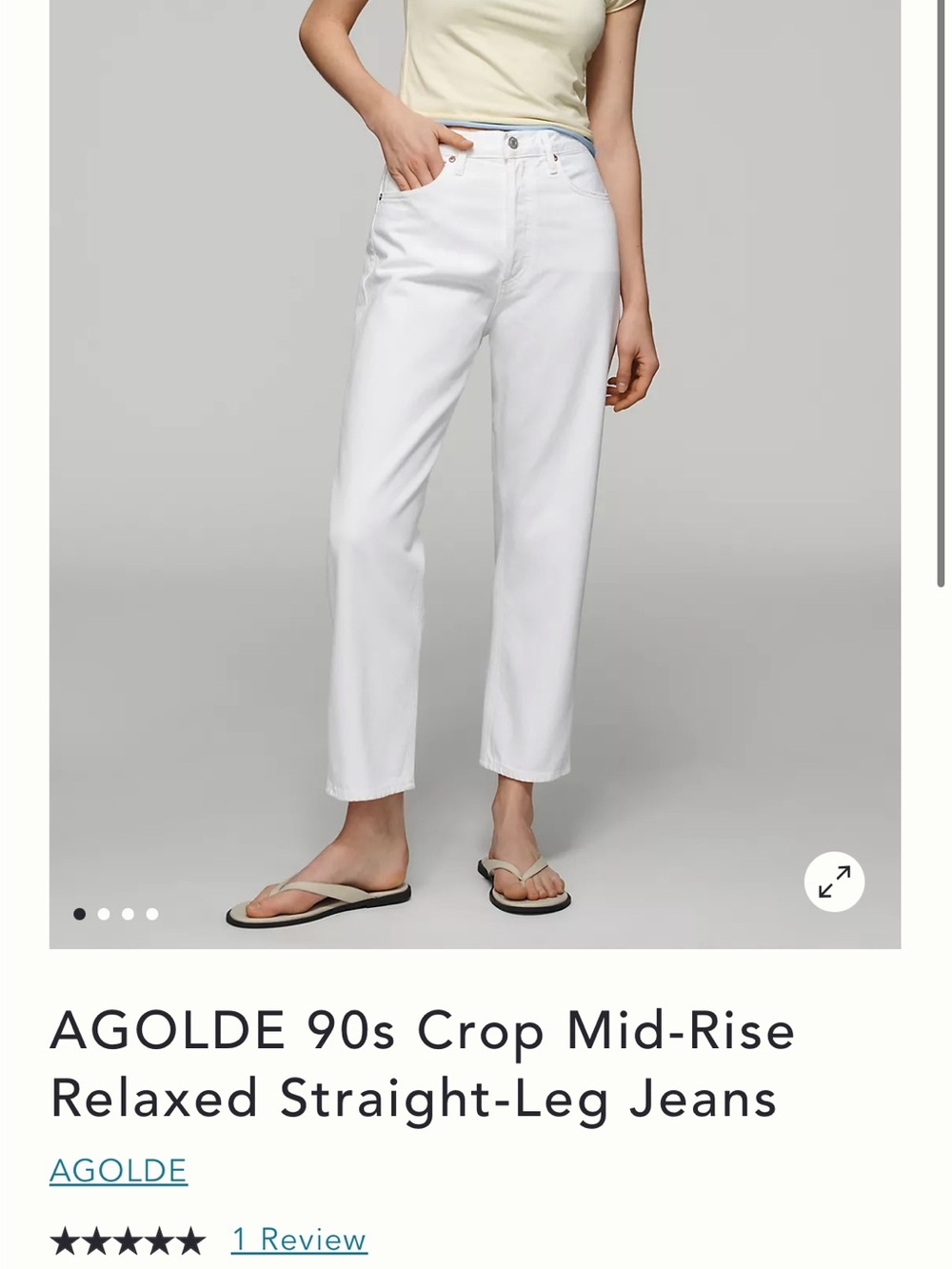 Agolde White Cropped Mid-Rise Relaxed Straight Jeans